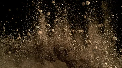 Super Slow Motion Shot of Exploding Soil with Rocks Camera at 1000fps. Stock Footage 320393304