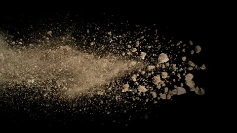 Super Slow Motion Shot of Exploding Soil at 1000fps. Stock Footage 340006213