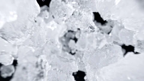 Super Slow Motion Shot of Falling Crushed Ice on Black Background at 1000fps. Stock Footage 149355818
