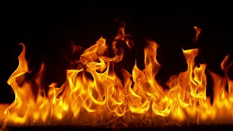 Super Slow Motion Shot of Fire Flames Isolated on Black Background at 1000fps. Stock Footage 121231882
