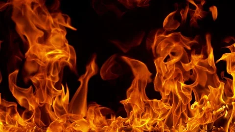 Super Slow Motion Shot of Fire Flames Isolated on Black Background at 1000fps. Stock Footage