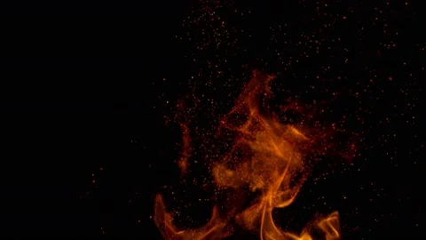 Super Slow Motion Shot of Fire Sparks Isolated on Black Background at 1000fps. Stock Footage 131877811