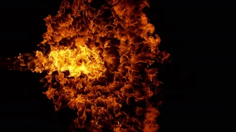 Super Slow Motion Shot of Fire Explosion Against the Black Wall at 1000fps. Stock Footage 144308297