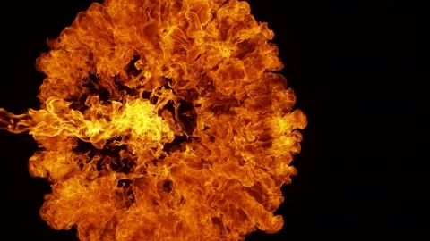Super Slow Motion Shot of Fire Explosion Against the Black Wall at 1000fps. Stock Footage 144676690