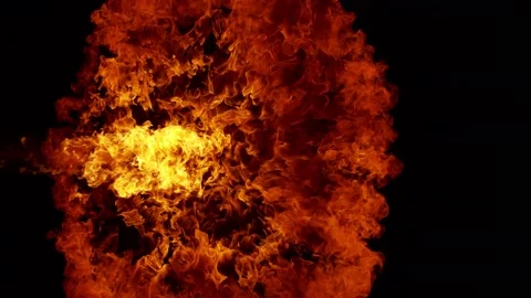 Super Slow Motion Shot of Fire Explosion Against the Black Wall at 1000fps. Stock Footage 146965906