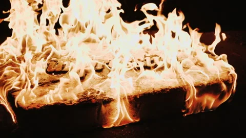 Super Slow Motion Shot of Fire Flames Isolated on Black Background. Stock Footage 147352893