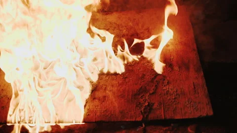 Super Slow Motion Shot of Fire Flames Isolated on Black Background. Stock Footage 147352944