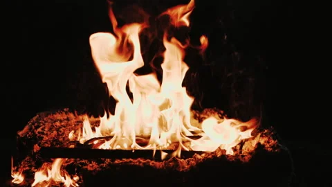 Super Slow Motion Shot of Fire Flames Isolated on Black Background. Stock Footage 147353009