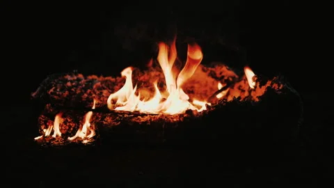 Super Slow Motion Shot of Fire Flames Isolated on Black Background. Stock Footage 147353094