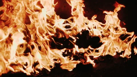 Super Slow Motion Shot of Fire Flames Isolated on Black Background. Stock Footage 147353104
