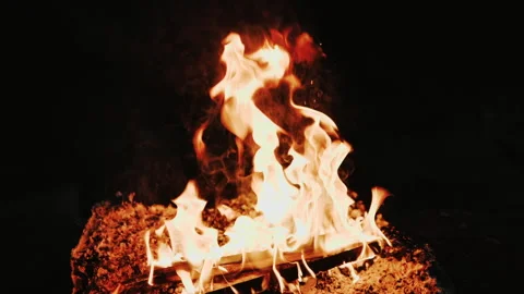 Super Slow Motion Shot of Fire Flames Isolated on Black Background. Stock Footage 147353150