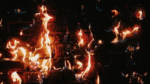 Super Slow Motion Shot of Fire Flames Isolated on Black Background. Stock Footage 147353189