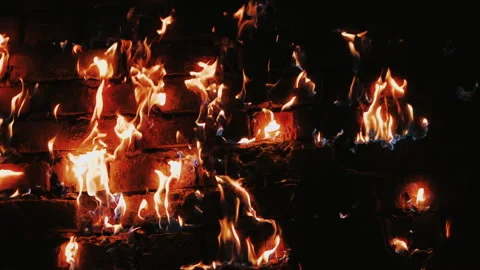 Super Slow Motion Shot of Fire Flames Isolated on Black Background. Stock Footage 147353219