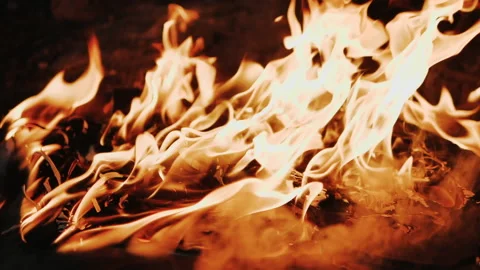 Super Slow Motion Shot of Fire Flames Isolated on Black Background. Stock Footage 147353228