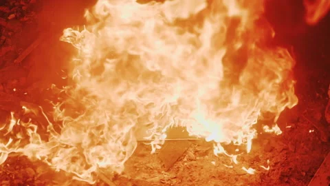 Super Slow Motion Shot of Fire Flames Isolated on Black Background. Stock Footage 147353527