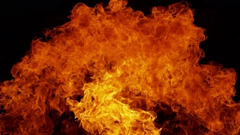 Super Slow Motion Shot of Fire Explosion Against the Black Wall at 1000fps. Stock Footage 150081622