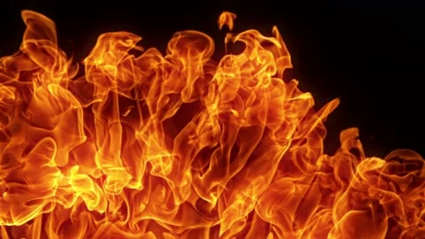 Super Slow Motion Shot of Fire Background Isolated on Black at 1000fps. Stock Footage 236423398