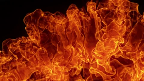 Super Slow Motion Shot of Fire Background Isolated on Black at 1000fps. Stock Footage 243226564
