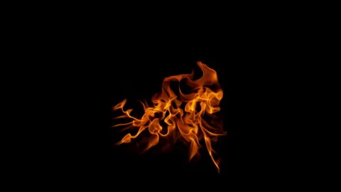 Super Slow Motion Shot of Fire Flames From Top View Isolated on Black Background Stock Footage 328028624