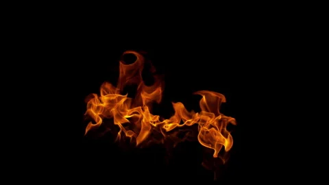 Super Slow Motion Shot of Fire Flames Isolated on Black Background at 1000fps. Stock Footage 333622065