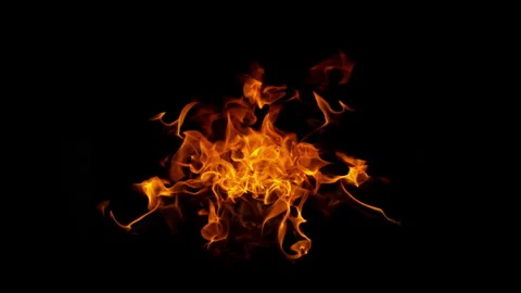 Super Slow Motion Shot of Fire Flames Isolated on Black Background at 1000fps. Stock Footage 334030123