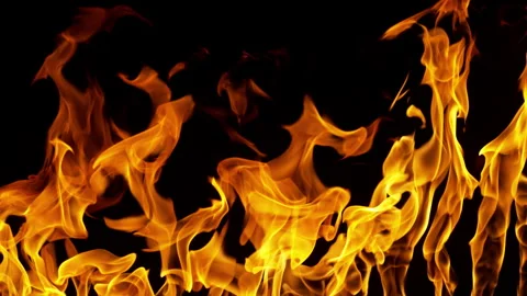 Super Slow Motion Shot of Fire Flames Isolated on Black Background at 1000fps. Stock Footage 334030614