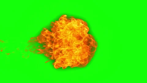 Super Slow Motion Shot of Fire Explosion on Green Screen and White Background at Stock Footage 340456168