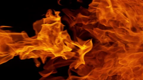 Super Slow Motion Shot of Fireball Transition Isolated on Black Background at Stock Footage 317807399