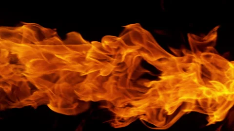 Super Slow Motion Shot of Fireball Transition Isolated on Black Background at Stock Footage 318516207