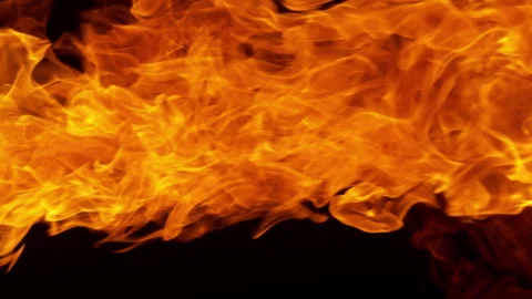 Super Slow Motion Shot of Fireball Transition Isolated on Black Background at Stock Footage 318785779