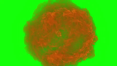 Super Slow Motion Shot of Fireball Explosion Towards on Green Screen and White Stock Footage 340457242