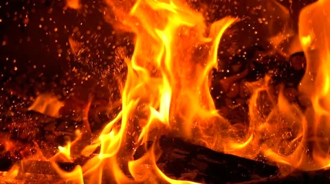 Super slow motion shot of fireplace flame and sparks 스톡 동영상 62772850