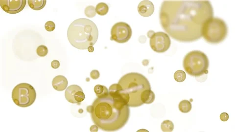 Super Slow Motion Shot of Flying Golden Capsules on Gradient Background Stock Footage 149435442