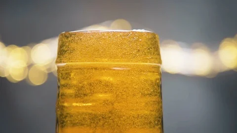 Super slow motion shot, fresh beer with bubbles Stock Footage 128729889