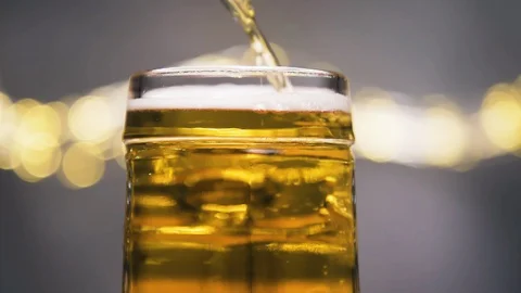 Super slow motion shot, fresh beer with bubbles Stock Footage 128730078