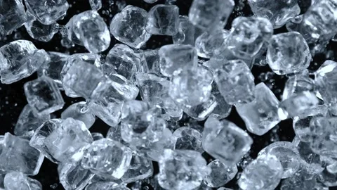 Super Slow Motion Shot of Ice Cubes Explosion Towards Camera Isolated on Black Stock Footage 202158101