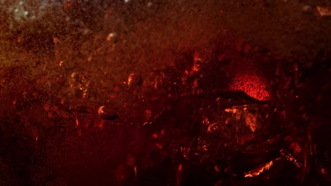 Super Slow Motion Shot of Ice Falling into Fresh Cola Lemonade at 1000fps. Stock Footage 340004243