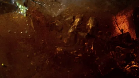 Super Slow Motion Shot of Ice Falling into Fresh Cola Lemonade at 1000fps. Stock Footage 341831111