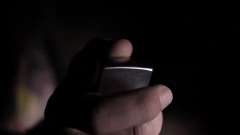 Super Slow Motion Shot of Igniting Metallic Lighter Stock Footage 145776695