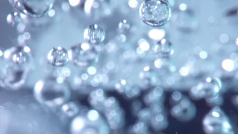 Super Slow Motion Shot of Moving Bubbles on Blue Background  1000fps Stock Footage 270754336
