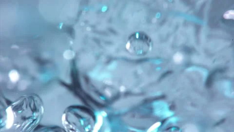 Super Slow Motion Shot of Moving Bubbles on Blue Background  1000fps Stock Footage 270754347