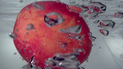 Super Slow Motion Shot of Moving Bubbles and peach  1000fps Video stock 270754653