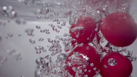 Super Slow Motion Shot of Moving Bubbles and tomatoes 1000fps Stock Footage 270754854