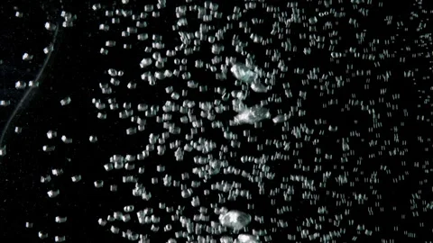 Super Slow Motion Shot of Moving Bubbles on Black Background 1000fps Stock Footage 316249776