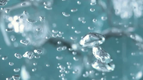 Super Slow Motion Shot of Moving Bubbles on Blue Background  1000fps Stock Footage 316249905