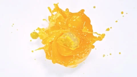 Super Slow Motion Shot of Orange Juice Vortex Splash Isolated on White Stock Footage