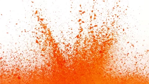 Super Slow Motion Shot of Orange Powder Explosion Isolated on White Background Vídeos de archivo 154899459
