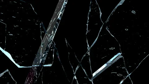 Super Slow Motion Shot of Real Glass Break Isolated on Black Background. Stock Footage 172428898