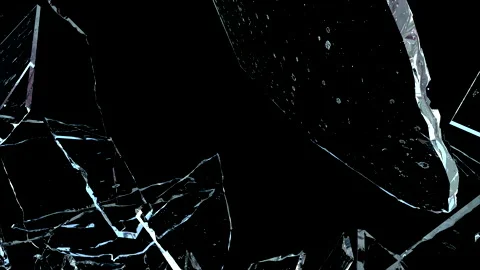 Super Slow Motion Shot of Real Glass Break Isolated on Black Background. Stock Footage 172429287