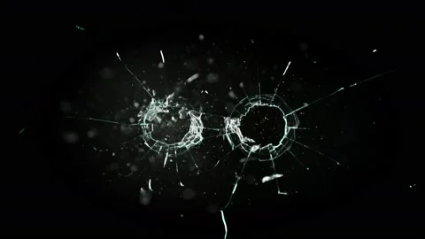 Super Slow Motion Shot of Real Bullet Glass Break Isolated on Black Background Stock Footage 236639872